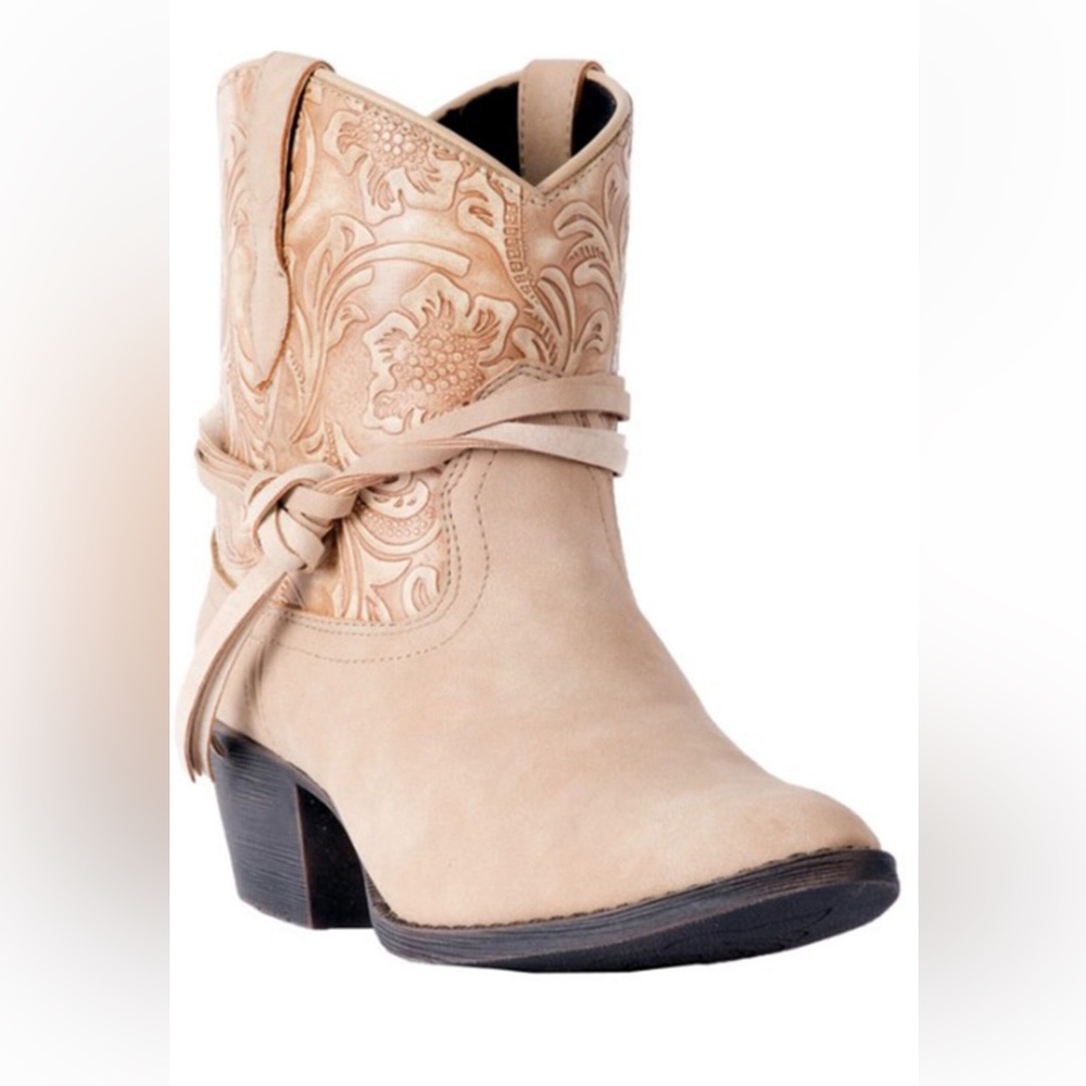 Dingo women’s floral tooled knitted strap booties medium toe